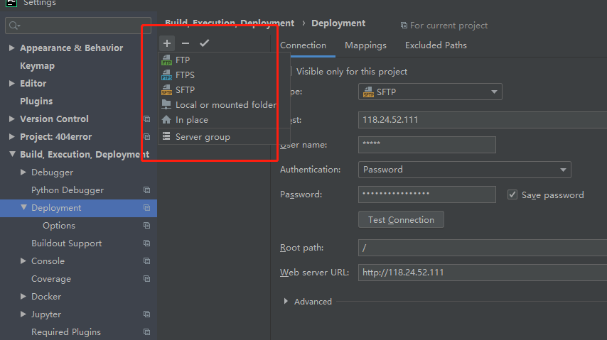 pychram使用FTP、FTPS、SFTP同步代码到服务器